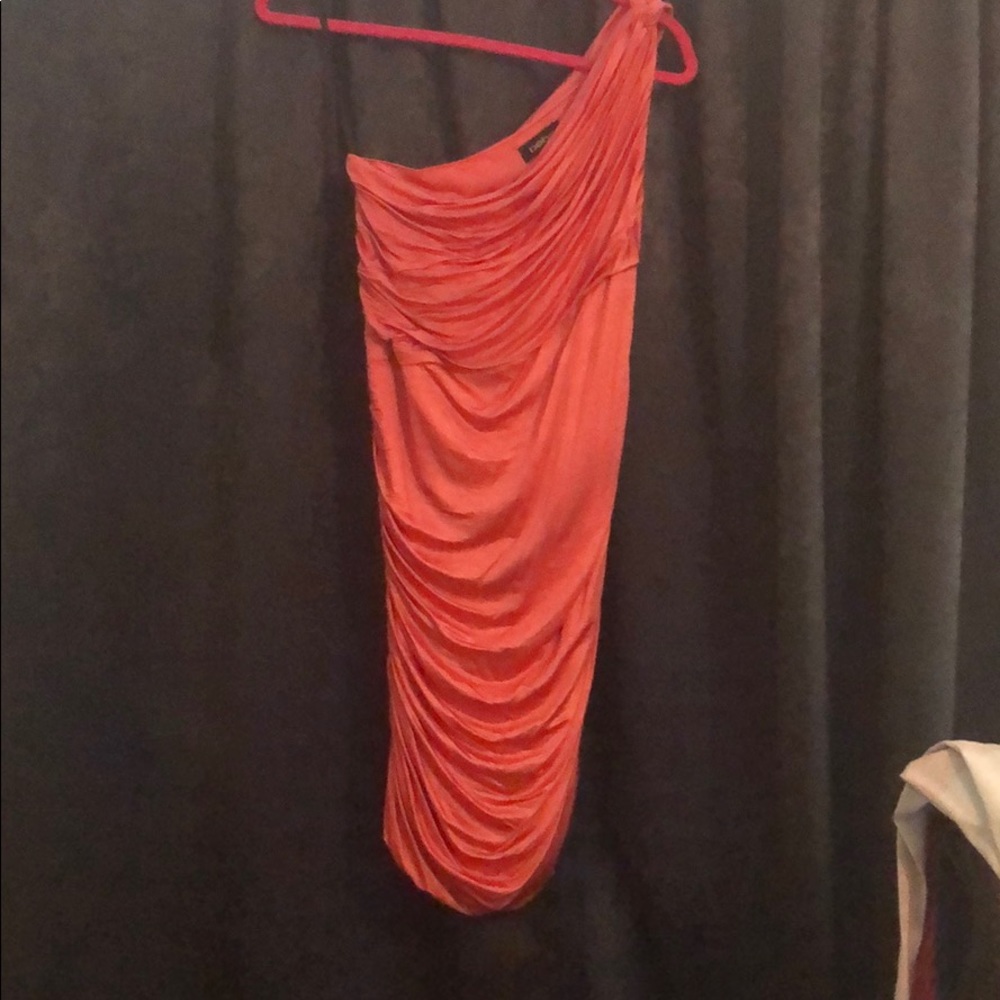 Bebe coral off shoulder dress! Perfect condition.